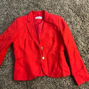 Calvin Klein Red Linen Blazer in Size 8